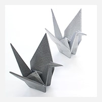 折り紙の鶴をスキャンし、3Dデータ化＆砂型作成し、アルミの鋳物を試作